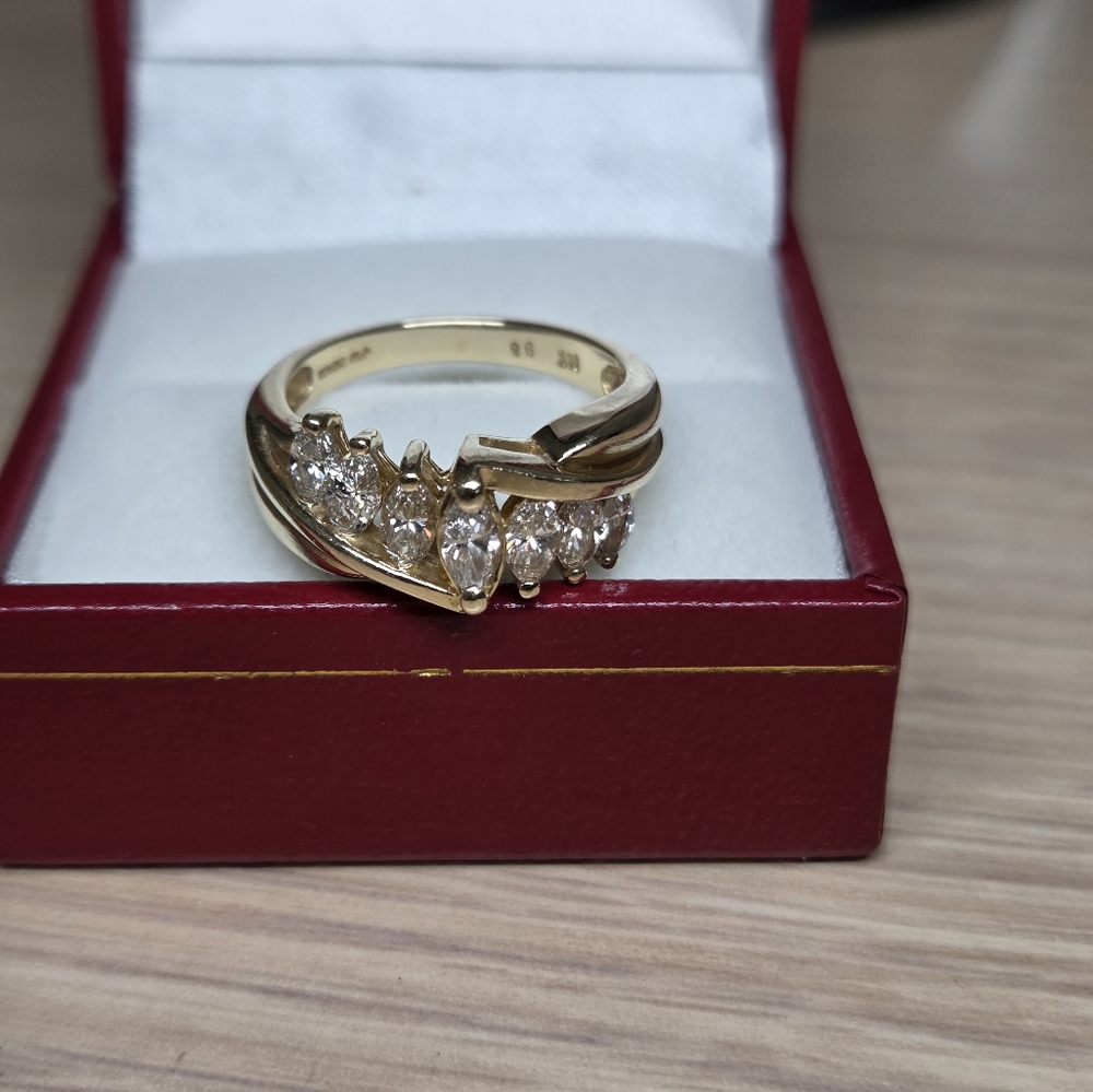 14K YG Marquise Diamond Ring